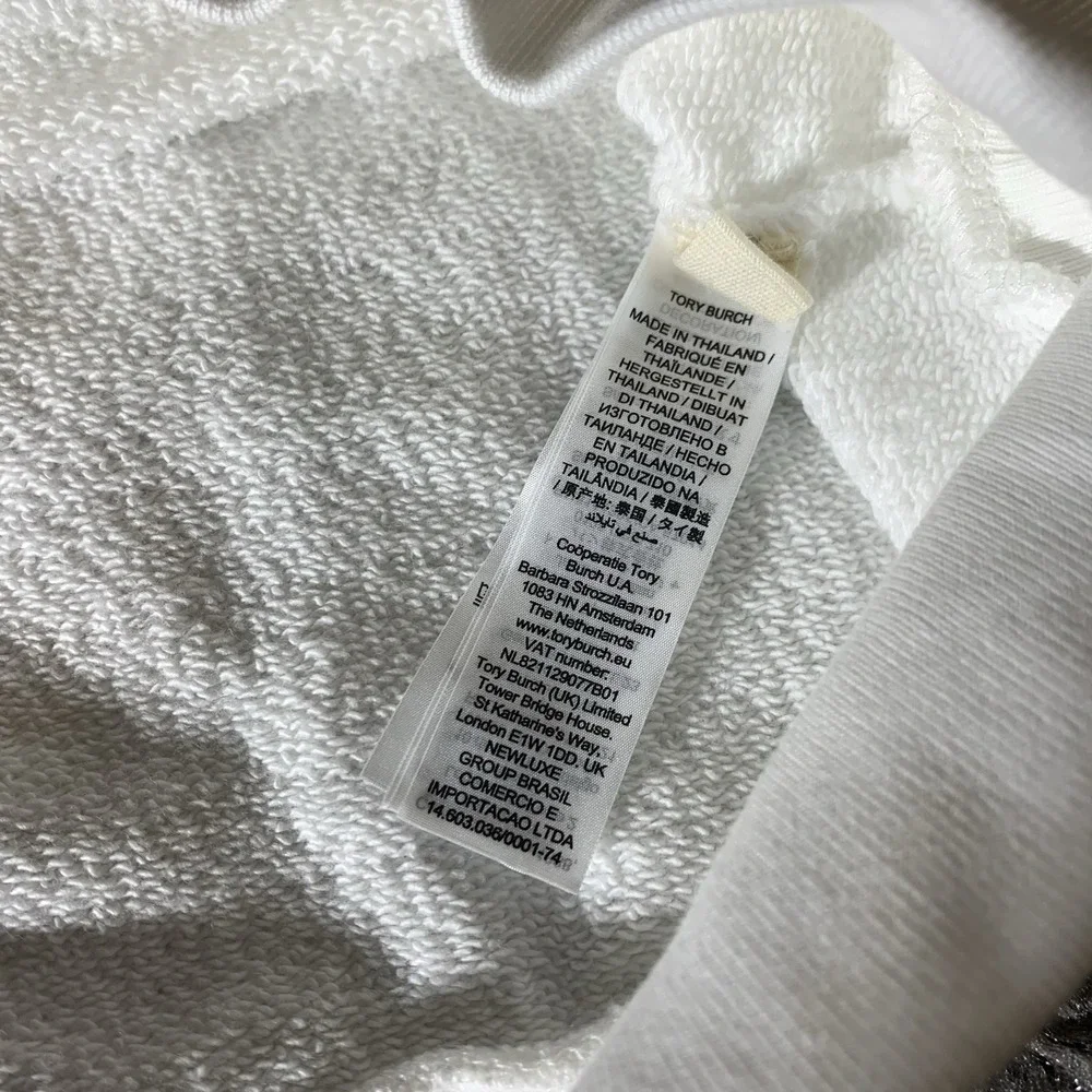 Tory Burch White Polo Sweatshirt with‎ Green and Blue Accents - Picture 8 of 9